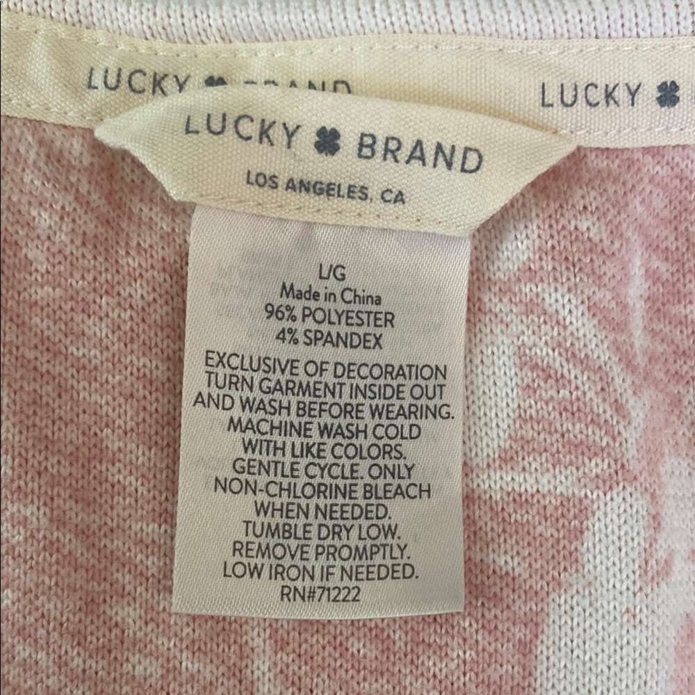 ✨Lucky Brand Pink and White Floral Pajama Top - Large - Picture 3 of 5